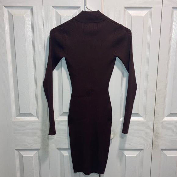 NWT Fashion nova Kyana Zip Sweater Mini Dress - Chocolate size XS - Picture 4 of 4